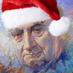 Composer Ralph Vaughan Williams in a Santa Hat